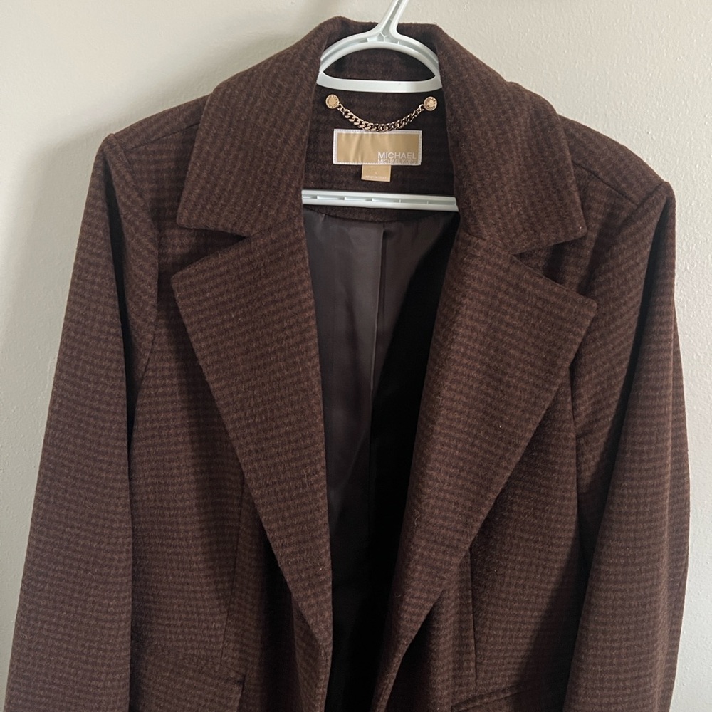 Michael Kors Women's Dark Brown Houndstooth Coat